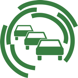 Mobile LED-Stauwarnanlage (mSWA), drei Autos hintereinander im Grünen Kreis